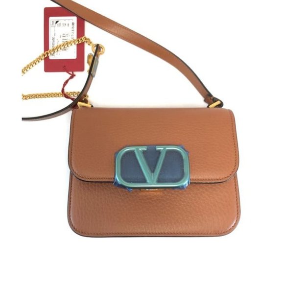 VALENTINO Vsling Small Grained Brown Leather Shoulder Bag - Picture 3 of 12